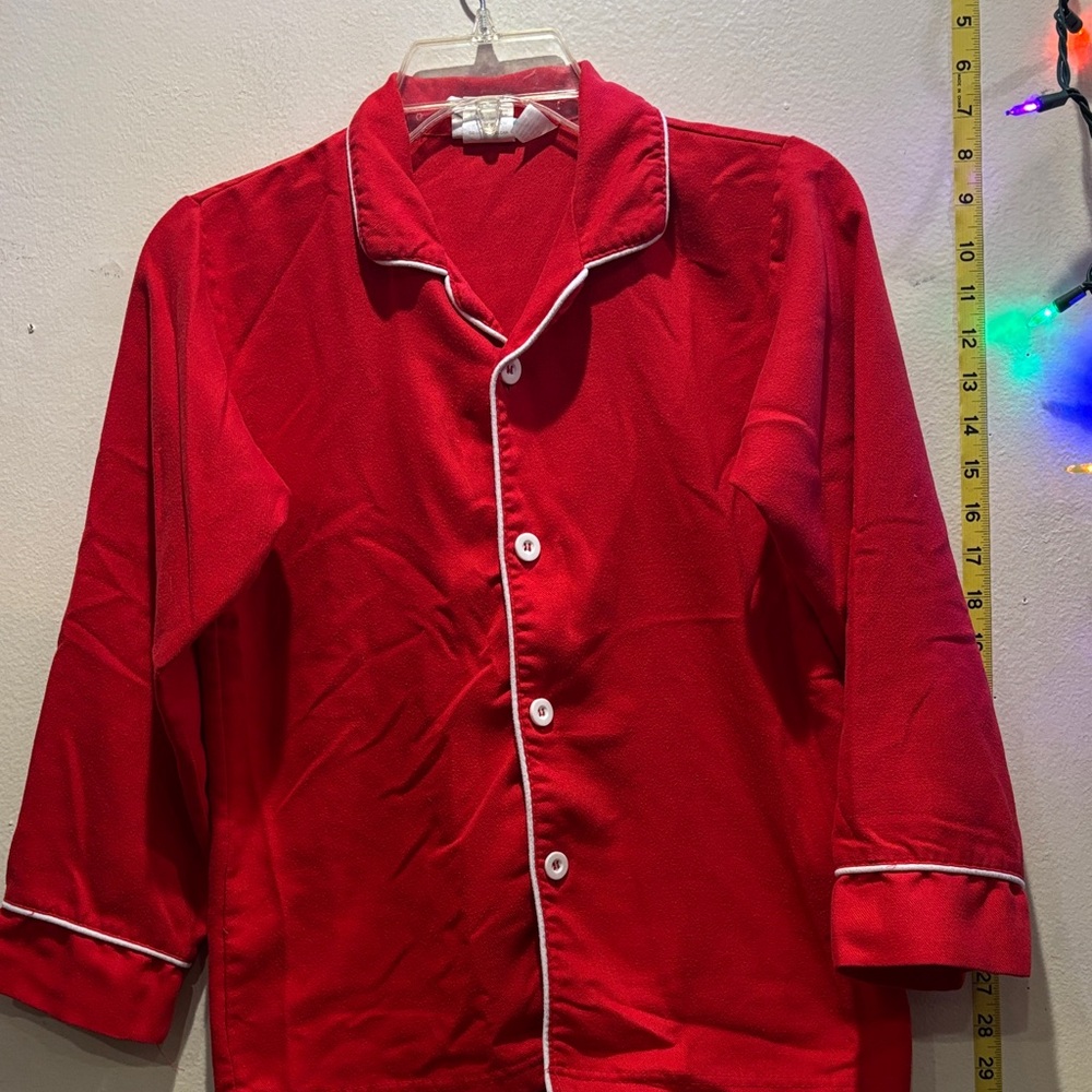 Sarah's Prints Red Kids Pajamas with White Trim